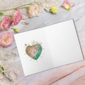 Blush Teal Baroque Sacred Heart Happy Valentines  カード