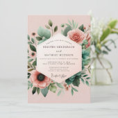 Blush Teal Botanical Wedding 招待状 (スタンド正面)