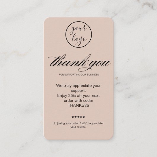 Blush Thank You Card Discount Code Review Business 名刺 (正面)