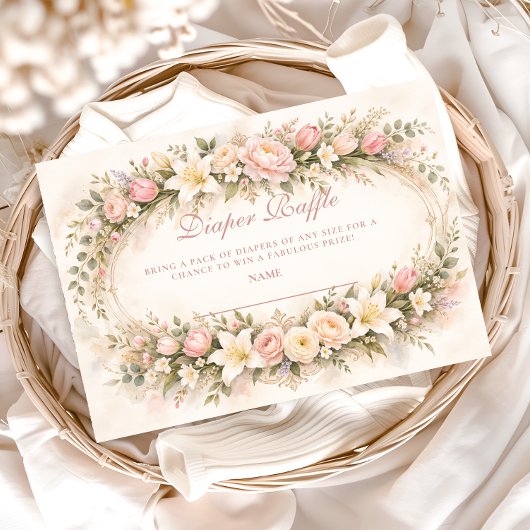 Blush Tulip And Lily Garden Diapper Raffle エンクロージャーカード