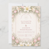 Blush Tulip And Lily Garden Wedding 招待状 (正面)