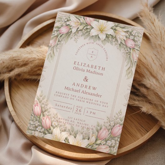 Blush Tulip And Lily Garden Wedding 招待状