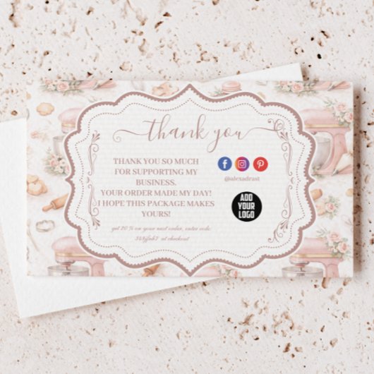 Blush Vintage Patisserie Bakery Business サンキューカード