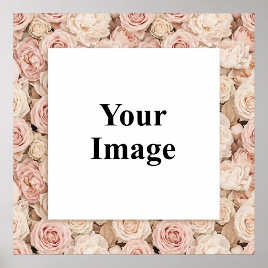 Blush Vintage Rose Frame Photo ポスター (正面)