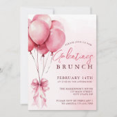 Blush Watercolor Balloon Galentines Brunch  招待状 (正面)