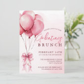 Blush Watercolor Balloon Galentines Brunch  招待状 (スタンド正面)