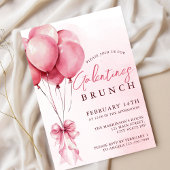 Blush Watercolor Balloon Galentines Brunch 招待状