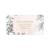 Blush Watercolor & Black Floral Elegant Address ラベル (正面)