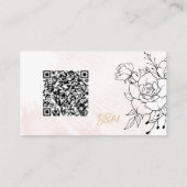 Blush Watercolor & Black Floral Modern QR Wedding エンクロージャーカード (裏面)