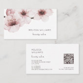 Blush Watercolor Cherry Blossom | QRコード 名刺 (正面/裏面)