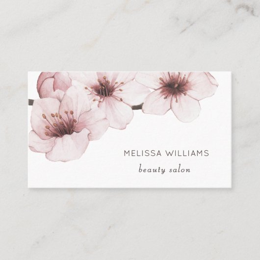 Blush Watercolor Cherry Blossom | QRコード 名刺 (正面)