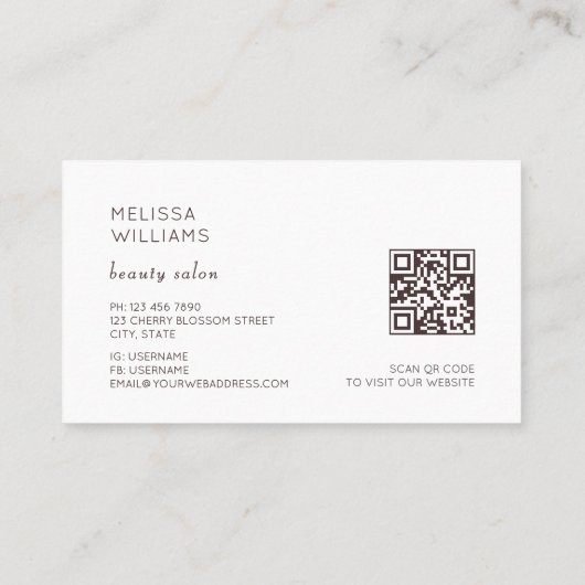 Blush Watercolor Cherry Blossom | Qr Code 名刺 (裏面)