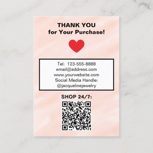 Blush Watercolor Earrings QR Code 名刺 (裏面)