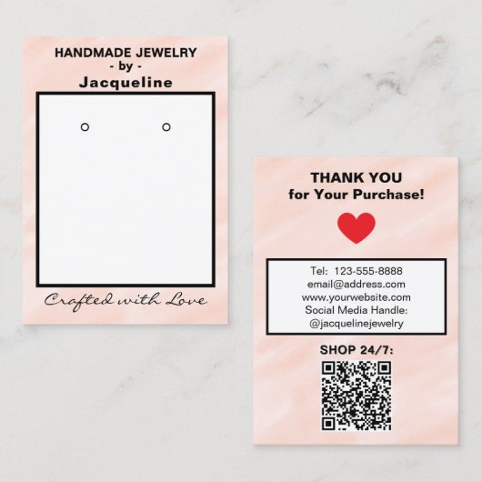 Blush Watercolor Earrings QR Code 名刺 (正面/裏面)