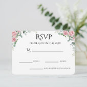 Blush Watercolor Floral Engagement Party 出欠カード (スタンド正面)
