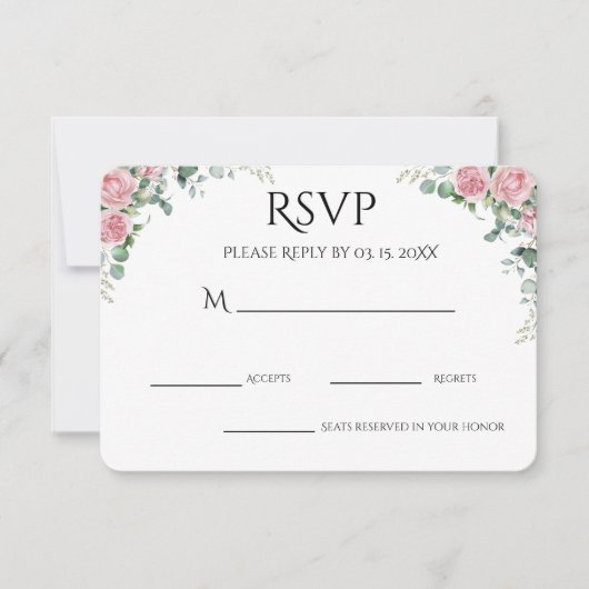 Blush Watercolor Floral Engagement Party 出欠カード (正面)