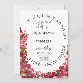 Blush Watercolor Floral Engagement Party 招待状