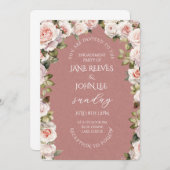 Blush Watercolor Floral Engagement Party 招待状 (正面/裏面)