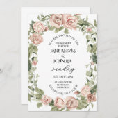 Blush Watercolor Floral Engagement Party 招待状 (正面/裏面)