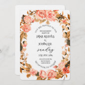 Blush Watercolor Floral Engagement Party 招待状 (正面/裏面)