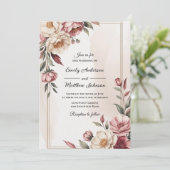 Blush Watercolor Floral Frame Wedding Invitation 招待状 (スタンド正面)