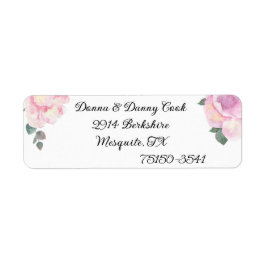 Blush Watercolor Floral return address label ラベル