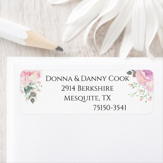 Blush Watercolor Floral Wedding ラベル (インサイチュ)