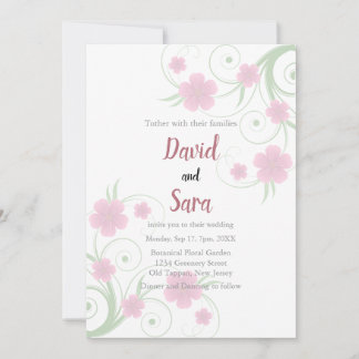 Blush Watercolor Floral Wedding Invitation | Soft 招待状