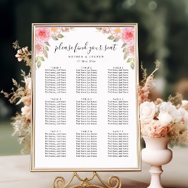 Blush Watercolor Florals with Gold Accents Wedding ポスター