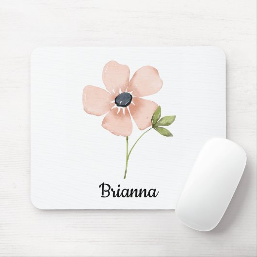 Blush Watercolor Flower 名前 マウスパッド (マウス)