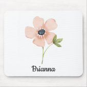 Blush Watercolor Flower 名前 マウスパッド (正面)