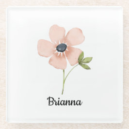 Blush Watercolor Flower Name ガラスコースター
