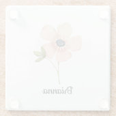 Blush Watercolor Flower Name ガラスコースター (裏面)