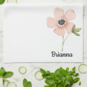 Blush Watercolor Flower Name キッチンタオル (折り畳み)