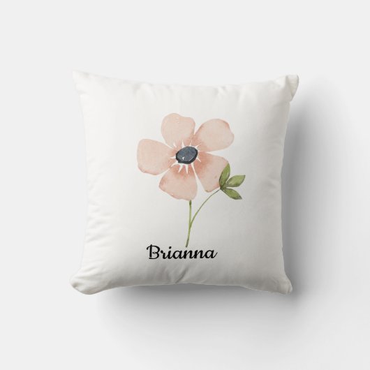 Blush Watercolor Flower Name クッション (正面)