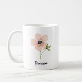 Blush Watercolor Flower Name コーヒーマグカップ