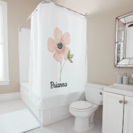 Blush Watercolor Flower Name シャワーカーテン