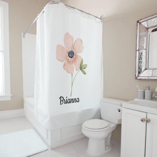 Blush Watercolor Flower Name シャワーカーテン (インサイチュ)