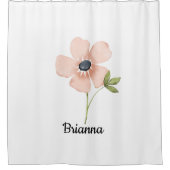 Blush Watercolor Flower Name シャワーカーテン (正面)