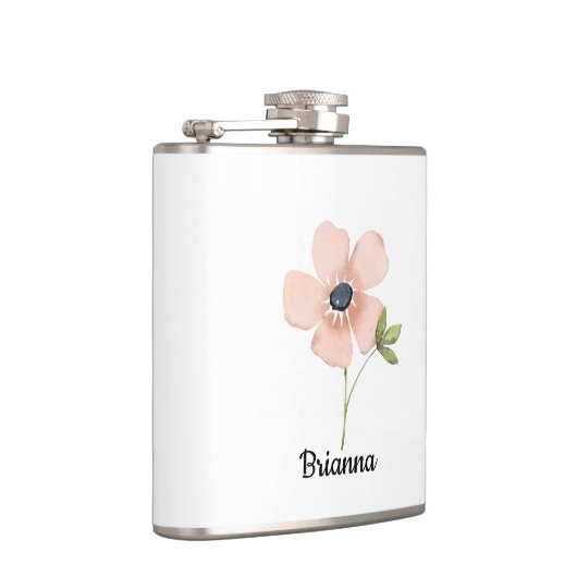 Blush Watercolor Flower Name フラスク (右)