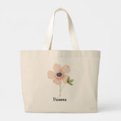 Blush Watercolor Flower Name ラージトートバッグ (裏面)