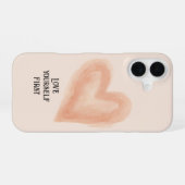 Blush Watercolor Heart '自分を愛して' iPhone 16ケース (裏面横)