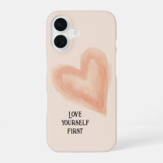 Blush Watercolor Heart '自分を愛して' iPhone 16ケース