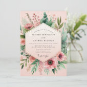 Blush Watercolor Meadow Wedding 招待状 (スタンド正面)