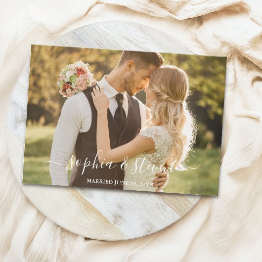 Blush Watercolor Roses Wedding サンキューカード