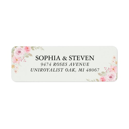  Blush Watercolor Roses Wedding Celebration ラベル (正面)