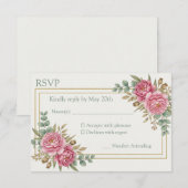 Blush Watercolor Wedding Response Card 出欠カード (正面/裏面)