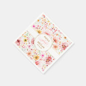 Blush Watercolor Wildflowers Elegant Boho Wedding スタンダードカクテルナプキン (角)