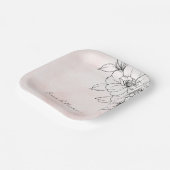 Blush Watercolor with Elegant Black Floral Detail ペーパープレート (傾斜あり)