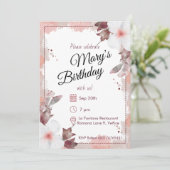 Blush Watercolour Florals Birthday 招待状 (スタンド正面)